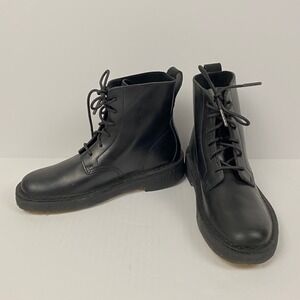 Clarks Originals Desert Mali Black Leather Lace Up‎ Combat Boots Women 5.5